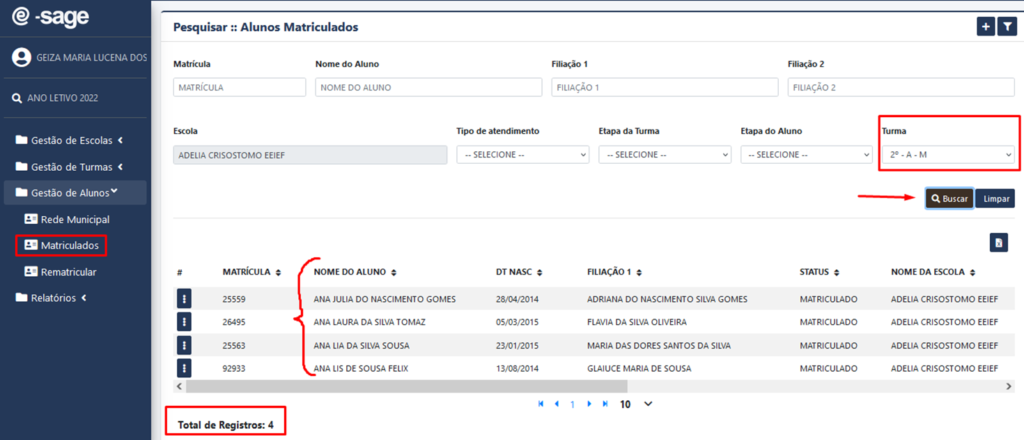 Acadêmico - Gestão De Alunos • E-SAGE | Sistema De Avaliação E Gestão ...